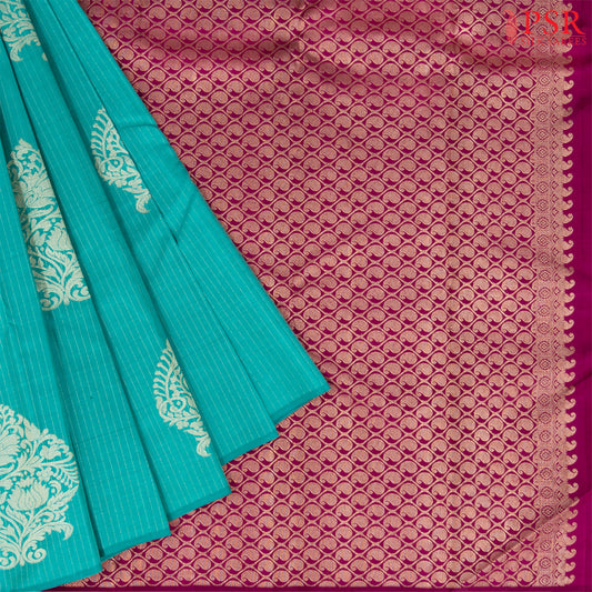 Turquoise Cyan Kanchipuram Silk Saree