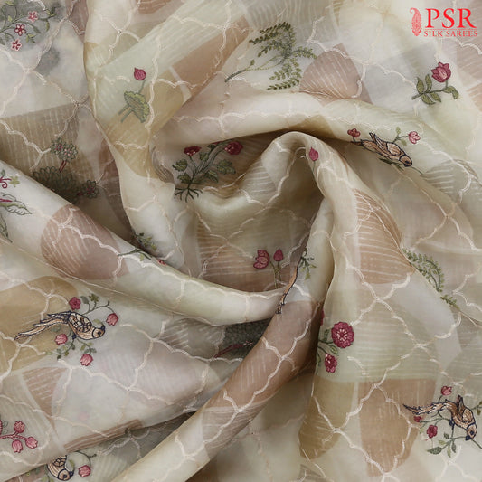 Beige Organza Saree