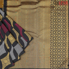 Amber Yellow & Black Kanchipuram Half & Half Silk Saree