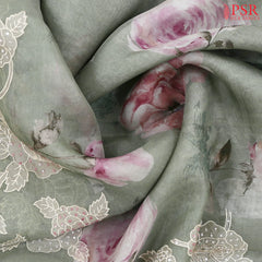 Laurel Green Pashmina Organza Embroidery Saree