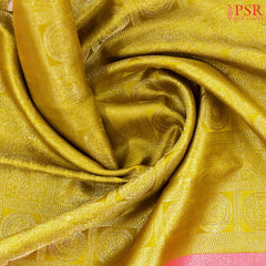 Olive Yellow Kanchipuram Jacquard Silk Saree