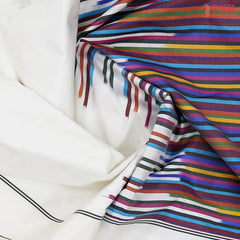 Daisy White & Multicolor Half & Half Pochampally Silk Saree