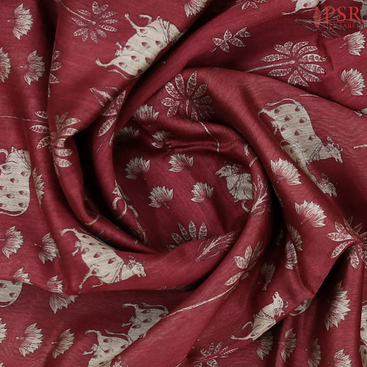 Maroon Munga Silk Saree