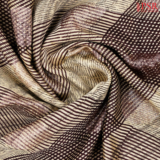 Beige & Brown Chanderi Silk Cotton Saree