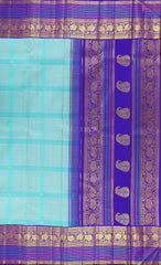 Turquoise Blue Kanchipuram Silk Saree