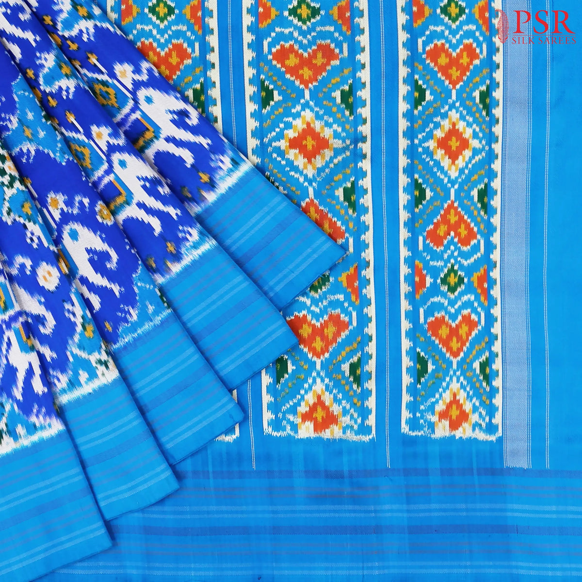 Royal Blue Pashmina Ikkat Silk Saree