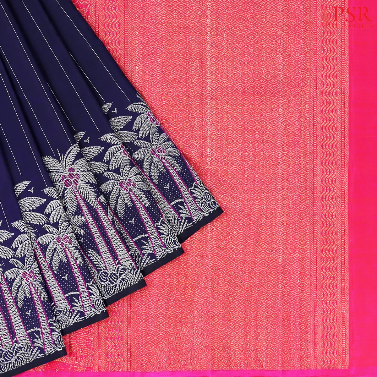 Dark Indigo Kanchipuram Silk Saree