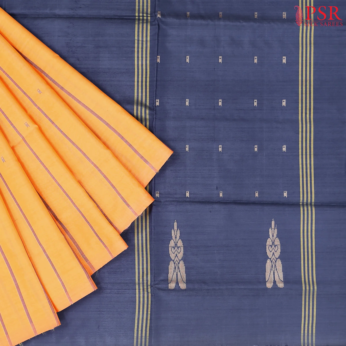 Saffron Yellow Vazhainaar Silk Saree