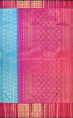 Vivid Sky Blue Bridal Kanjivaram Silk Saree