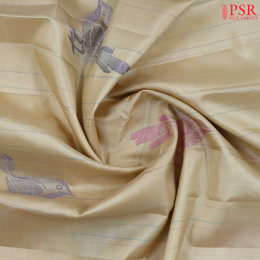 Beige Kanchipuram Silk Saree