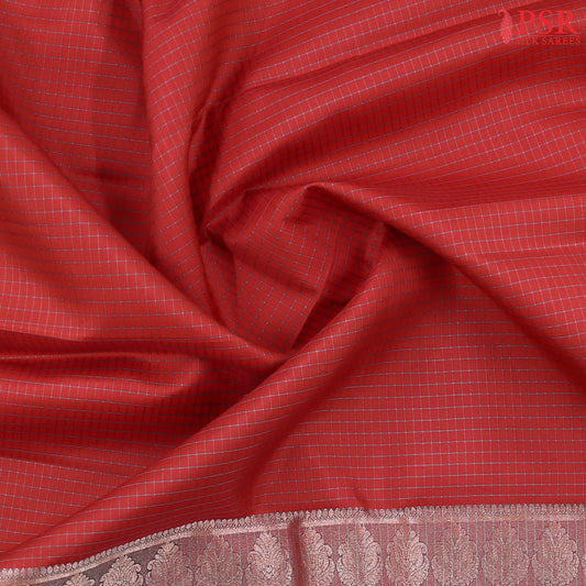 Vermilion Red Fancy Kanchipuram Silk Saree