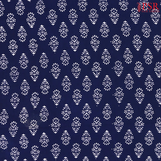 Navy Blue Jaipur Cotton Print Running Material