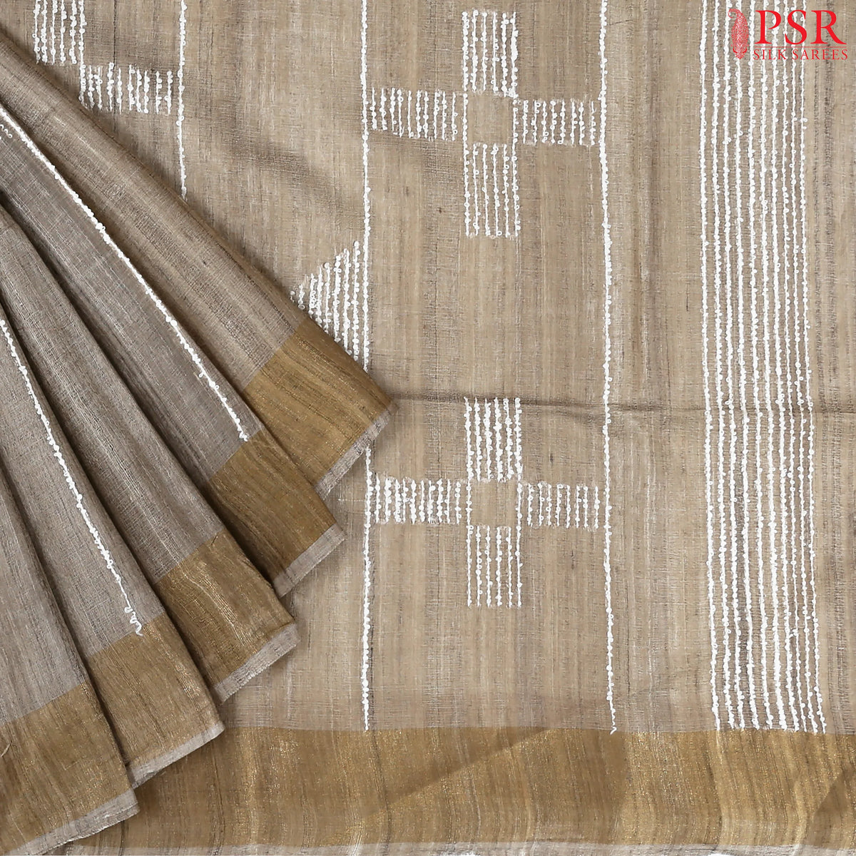Oat Tan Kadhi Ghicha Tussar Silk Saree