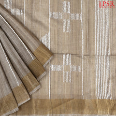 Oat Tan Kadhi Ghicha Tussar Silk Saree