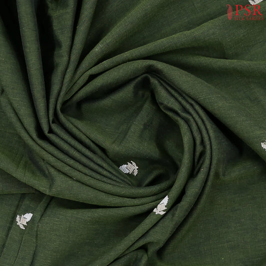 Dark Olive Green Byloom Cotton Saree
