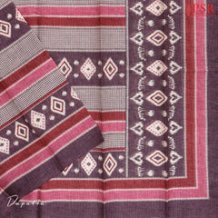 Dark Mauve Jute Dress Material