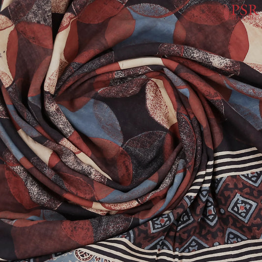 Black Jaipur Cotton Printed Saree