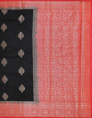 Black Raw Silk Banaras Saree