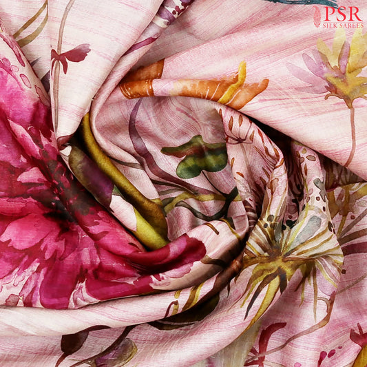 Light Pink Kadhi Tussar Silk Saree