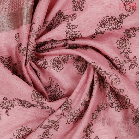 Puce Pink Bamboo Silk Sarees