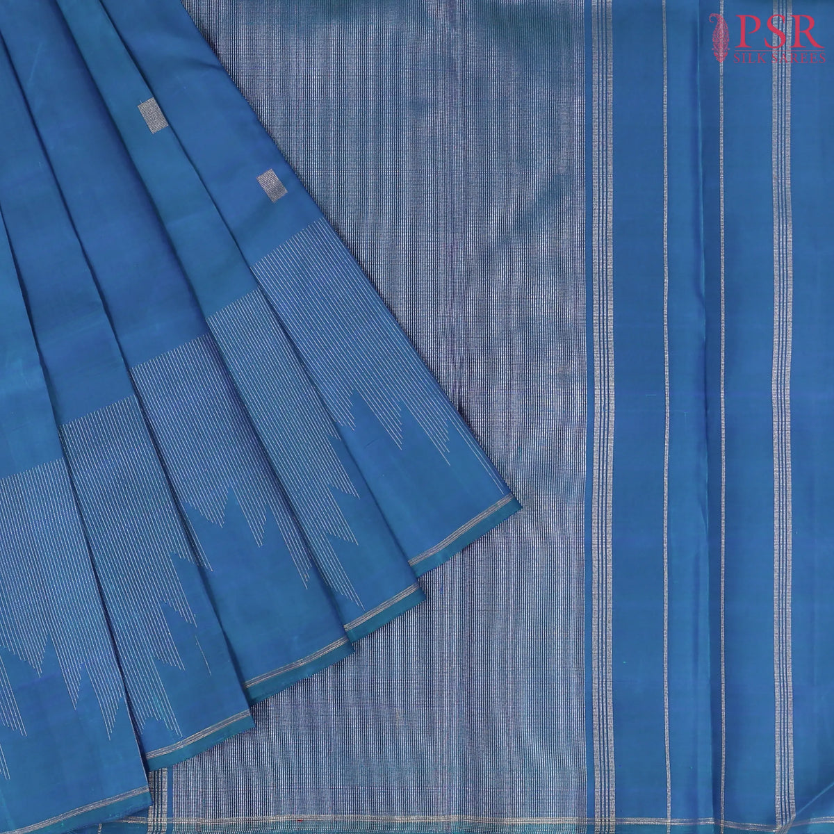 Star Command Blue Kanchipuram Silk Saree