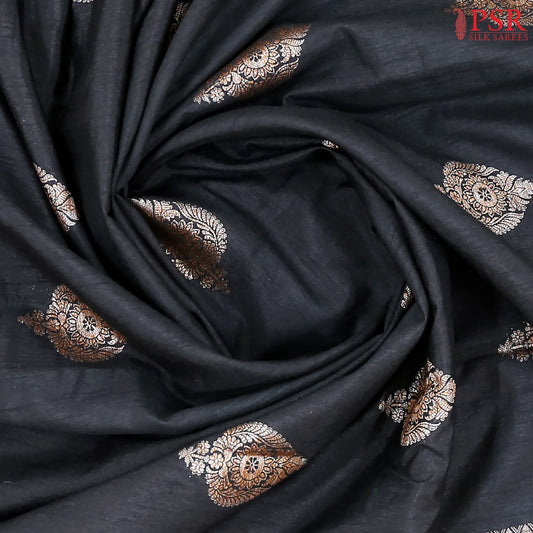 Black Raw Silk Banaras Saree