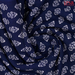 Navy Blue Jaipur Cotton Print Running Material