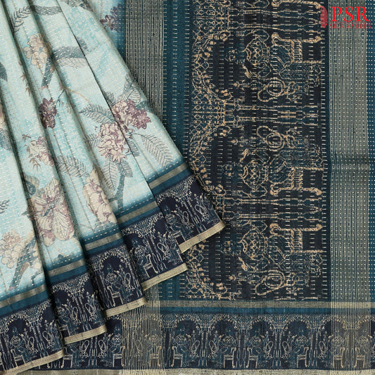 Light Teal Semi Tussar Saree