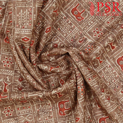 Tawny Brown Semi Tassar Print Running Material