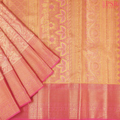 Flamingo Pink Kanchipuram Jacquard Tissue Silk Saree