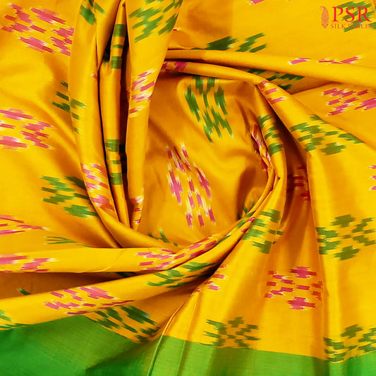 Fire Yellow Pochampally Silk Saree