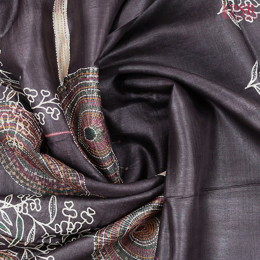 Cedar Brown Kadhi Tussar Silk Saree