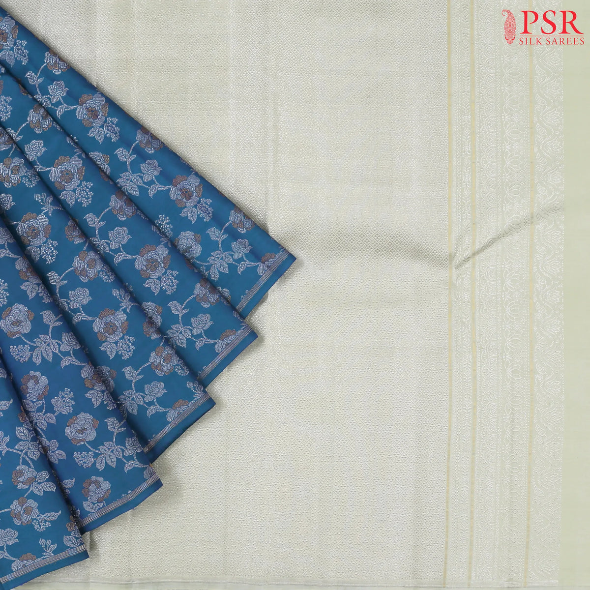 Peacock Blue Kanchipuram Silk Saree