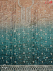 Teal & Sepia Tissue Dress Material