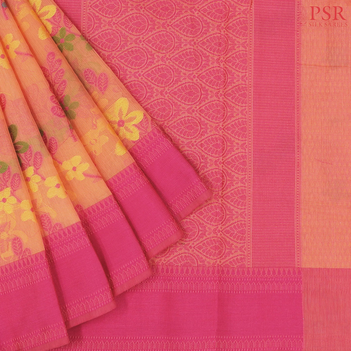 Orange Manipuri Cut Work Saree