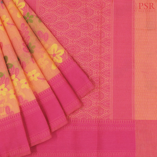 Orange Manipuri Cut Work Saree