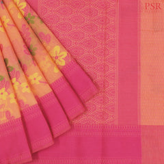 Orange Manipuri Cut Work Saree