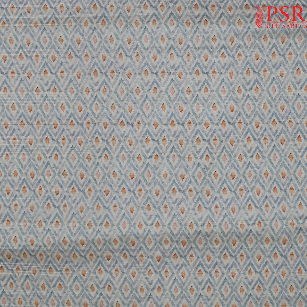 Dusty White Semi Tassar Ikkat Print Running Material