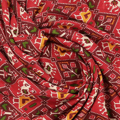 Red & Maroon Assam Saree