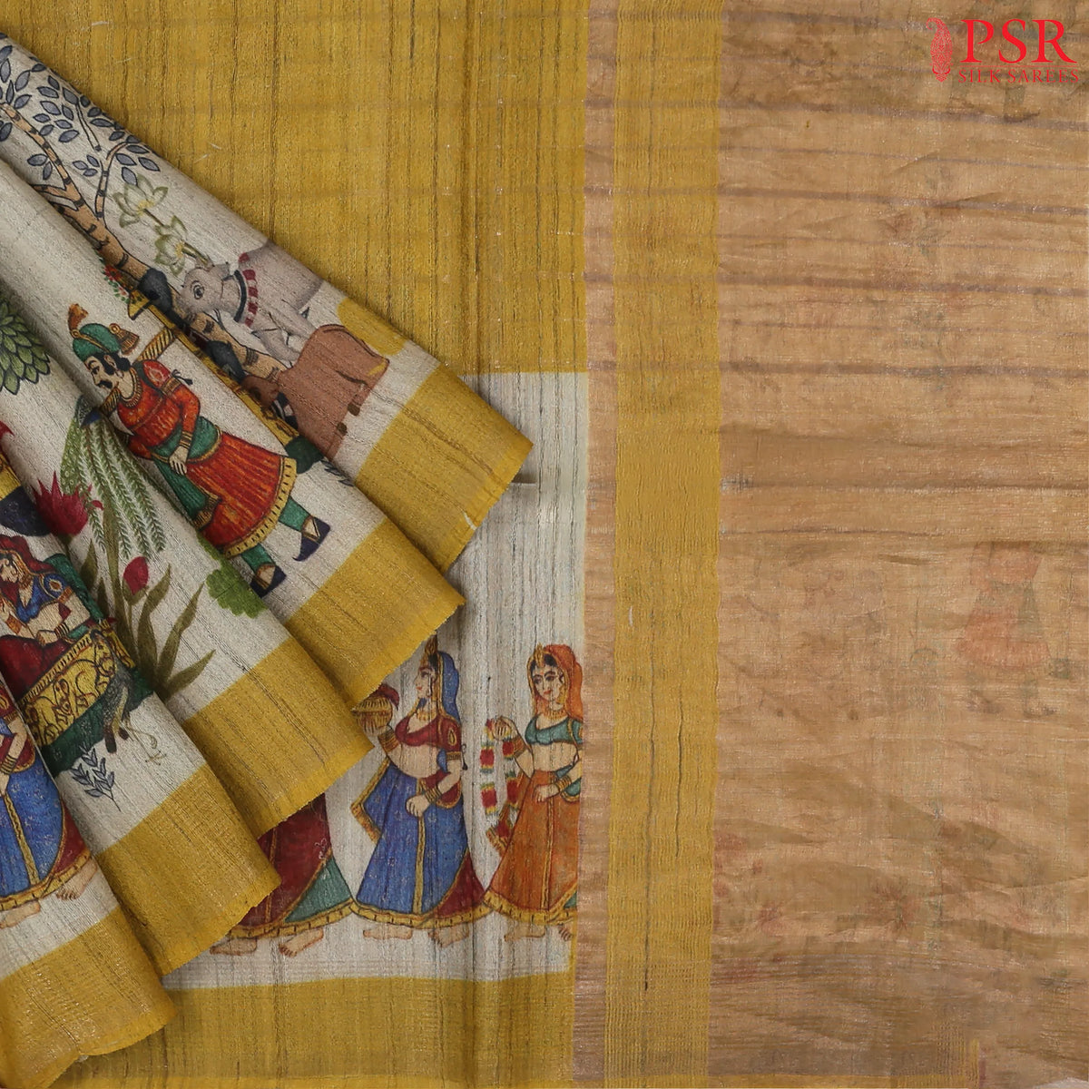 Royal Beige Tussar Silk Saree