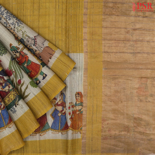 Royal Beige Tussar Silk Saree