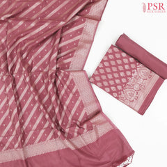 Dark Blush Pink Banaras Silk Cotton Dress Material