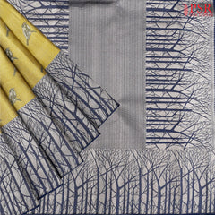 Brass Yellow Kanchipuram Jacquard Tissue Silk Saree
