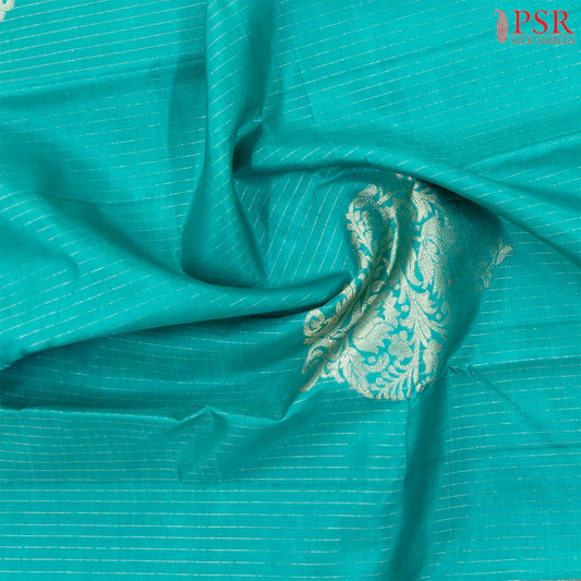 Turquoise Cyan Kanchipuram Silk Saree