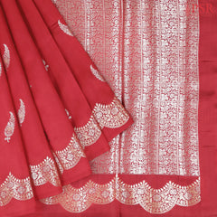 Carmine Red Chiniya Silk Saree