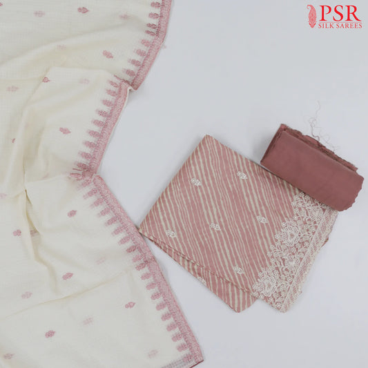 Pink & Beige Rayon Dress Material