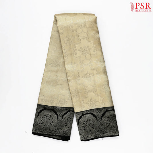 Classic Beige Kanchipuram Jacquard Silk Saree