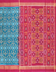 Cerulean Blue Patola Silk Cotton Saree