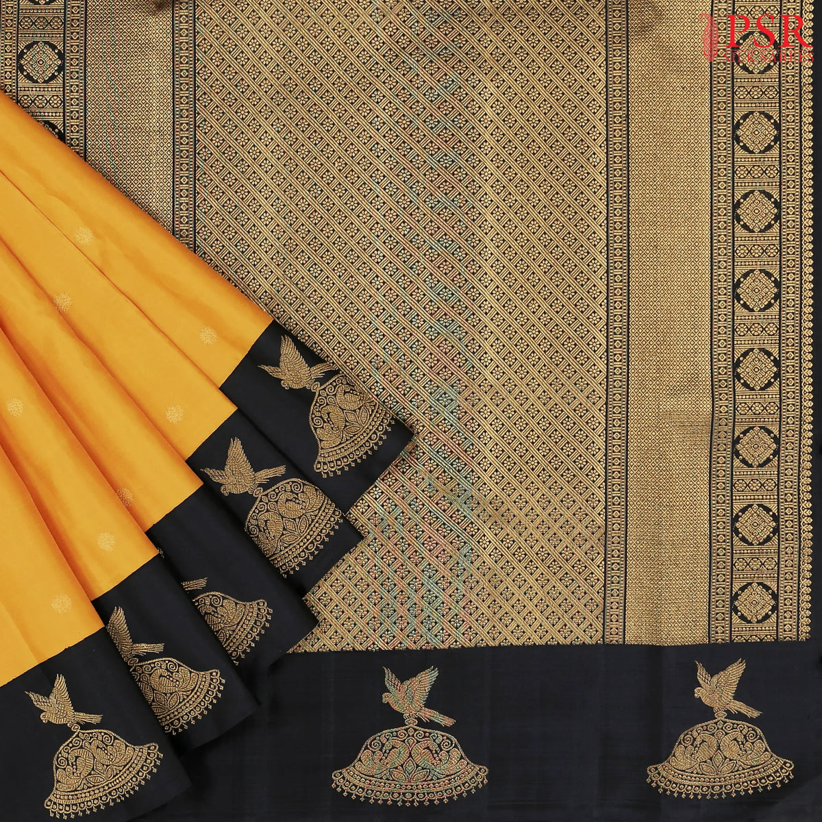 Mustard Yellow Kanchipuram Silk Saree