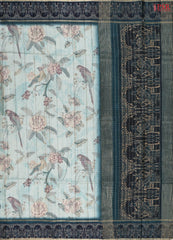 Light Teal Semi Tussar Saree